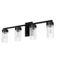 Hunter 45223 Matte Black Gatz Matte Black With Clear Fluted Glass 4 Light Bathroom Vanity Wall Light Fixture Image 1