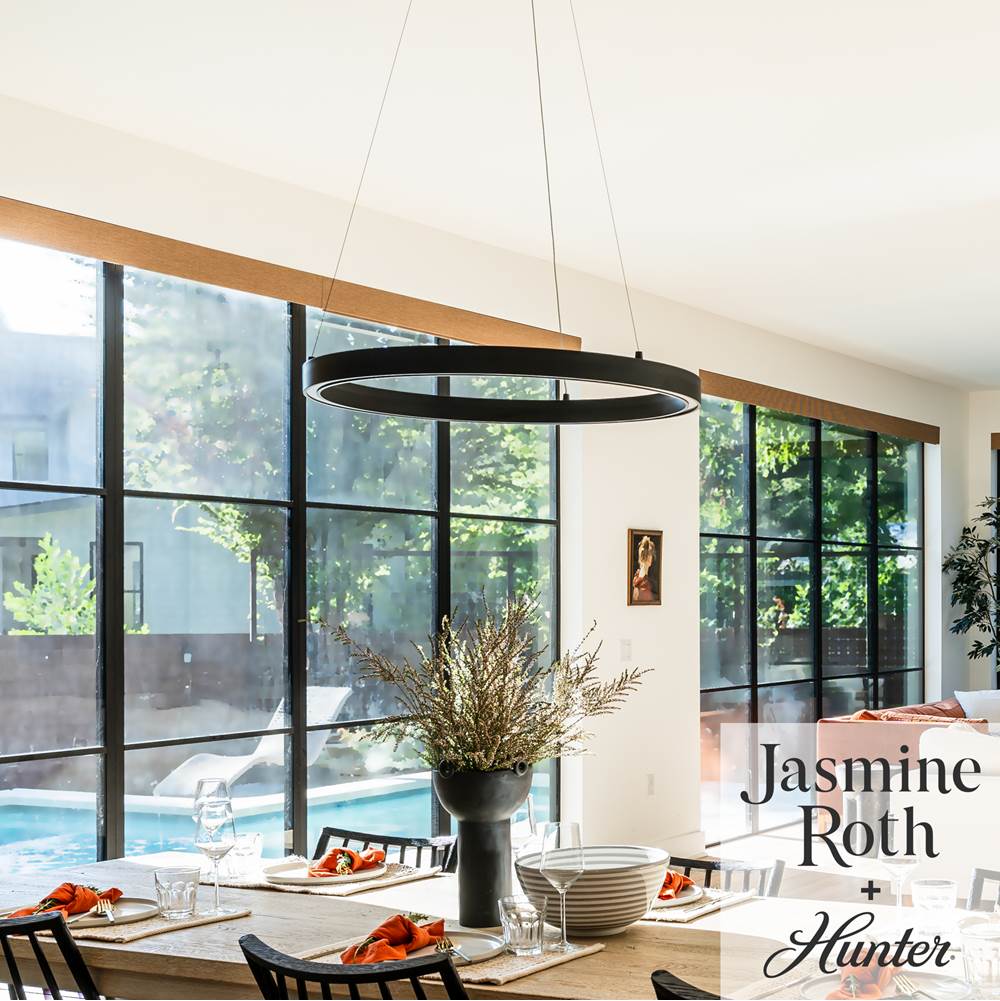 Hunter 13120 Matte Black Canoga Matte Black 1 Light Large Chandelier Ceiling Light Fixture Image 2