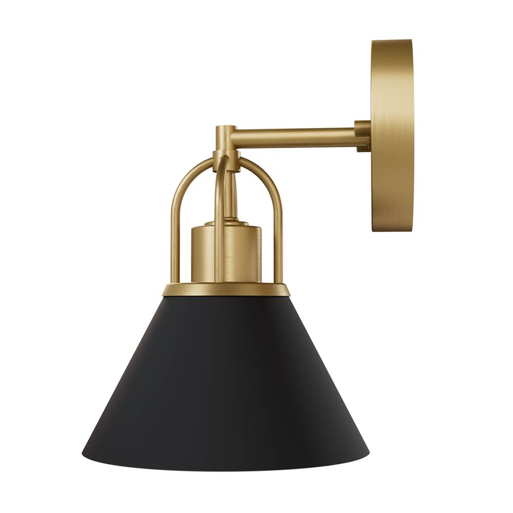 Hunter 13166 Matte Black Carrington Isle Matte Black And Luxe Gold 1 Light Sconce Wall Light Fixture Image 3