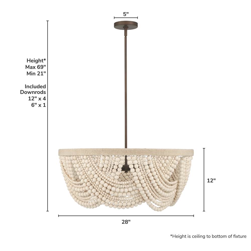 Hunter 48189 Matte Bronze Autumndale 6 Light Medium Chandelier Image 4