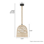 Hunter 48200 Matte Black Baskel 1 Light Large Pendant Rattan Image 4