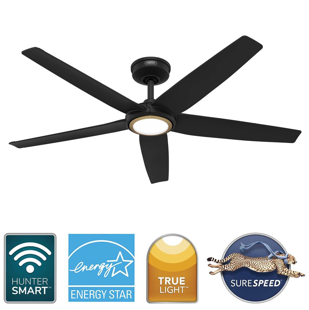 Hunter  Zentech 5 Blade Indoor/outdoor Smart Fan 52in - Matte Black