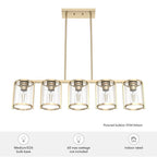 Hunter 48014 Alturas Gold Astwood Alturas Gold With Clear Glass 5 Light Chandelier Ceiling Light Fixture Image 3