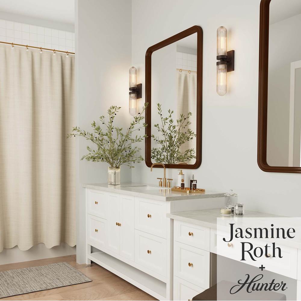 Hunter 13241 Matte Bronze Beverly Glen Jasmine Roth 2 Light Large 24 Inch Bath Vanity Sconce Image 3
