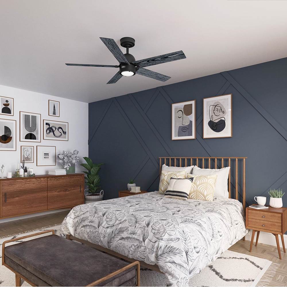 Hunter 52850 Matte Black 52 Inch Erling Energy Star Matte Black Ceiling Fan With Led Light Kit And Handheld Remote Image 5