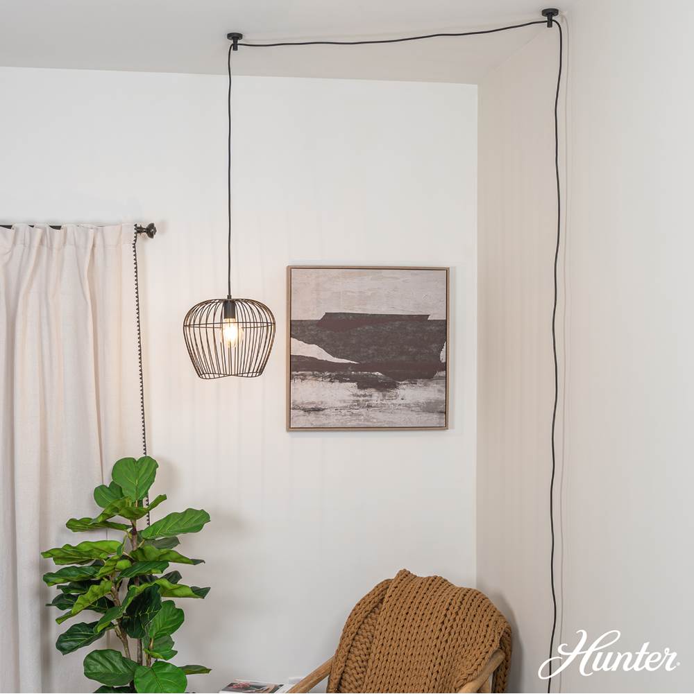 Hunter Redding Hunter Redding Matte Black 1 Light Medium Pendant Ceiling Light Fixture