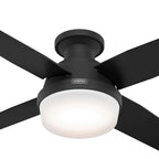 Hunter 52390 Matte Black 44 Inch Dempsey Matte Black Low Profile Ceiling Fan With Led Light Kit And Handheld Remote Image 3