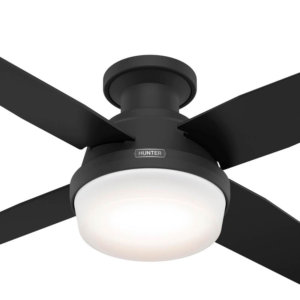 Hunter 52390 Matte Black 44 Inch Dempsey Matte Black Low Profile Ceiling Fan With Led Light Kit And Handheld Remote Image 3