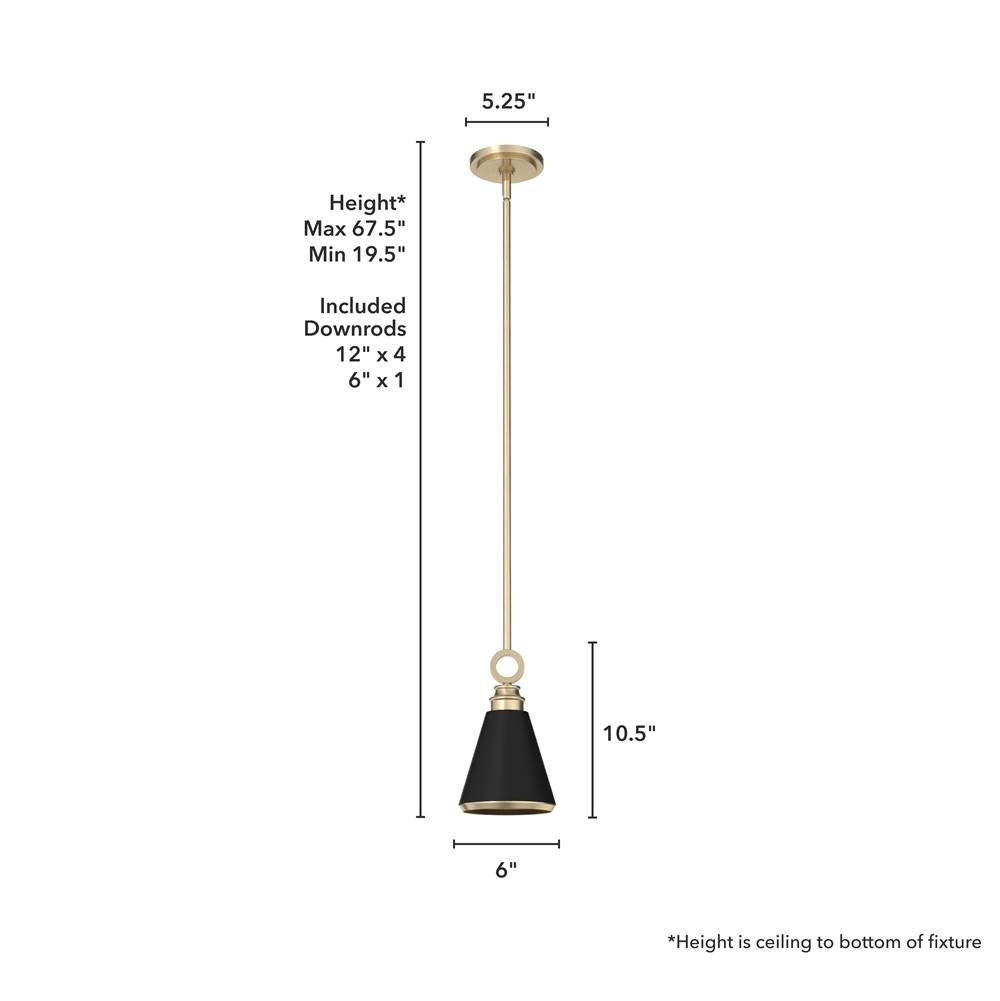 Hunter 19442  Klein 1 Light Metal Pendant 6 Inch Image 2