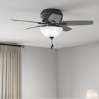 Hunter 52394 Matte Black 42 Inch Newsome Matte Black Low Profile Ceiling Fan With Led Light Kit And Pull Chain Image 3
