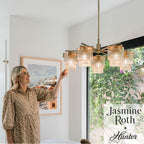 Hunter 13138 Luxe Gold Ontario Luxe Gold With Amber Glass 5 Light Chandelier Ceiling Light Fixture Image 2
