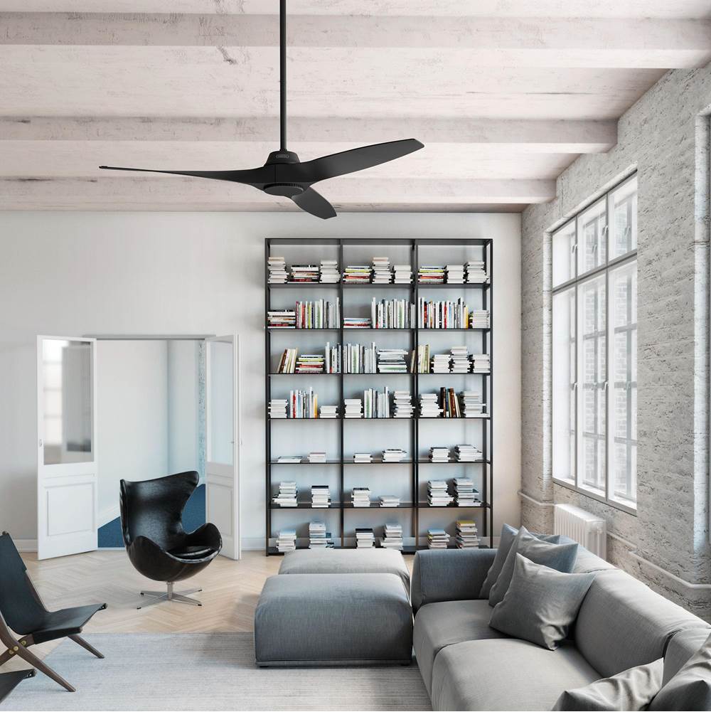 Hunter 52997 Matte Black 60 Inch Mosley Energy Star Matte Black Damp Rated Ceiling Fan And Wall Control Image 4
