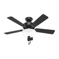 Hunter 52790 Matte Black Hunter 44 Inch Swanson Matte Black Ceiling Fan With Led Light Kit And Pull Chain Image 1
