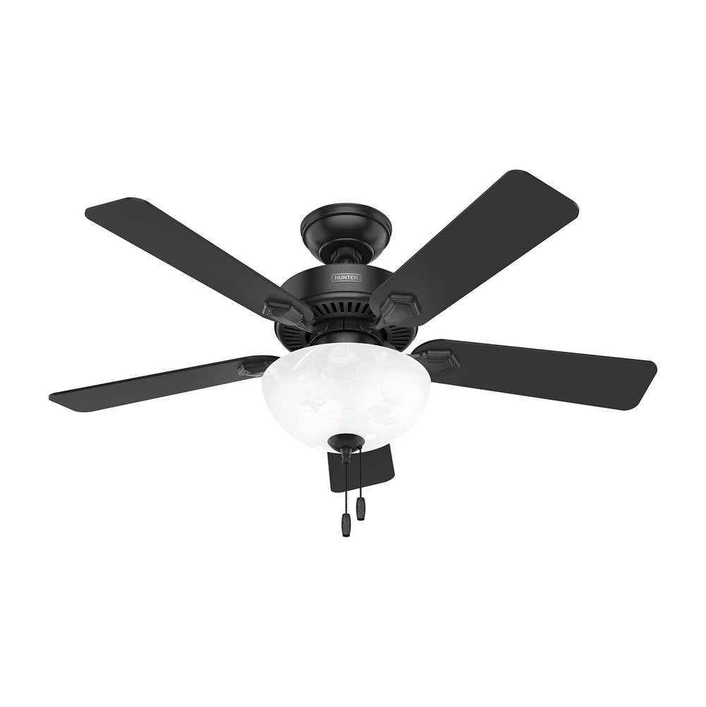 Hunter 52790 Matte Black Hunter 44 Inch Swanson Matte Black Ceiling Fan With Led Light Kit And Pull Chain Image 1