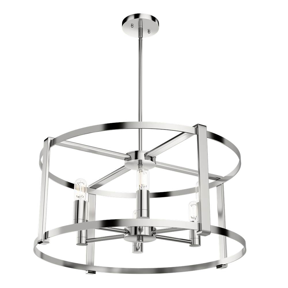 Hunter 19000 Polished Nickel Astwood 6 Light Chandelier Large Image 1