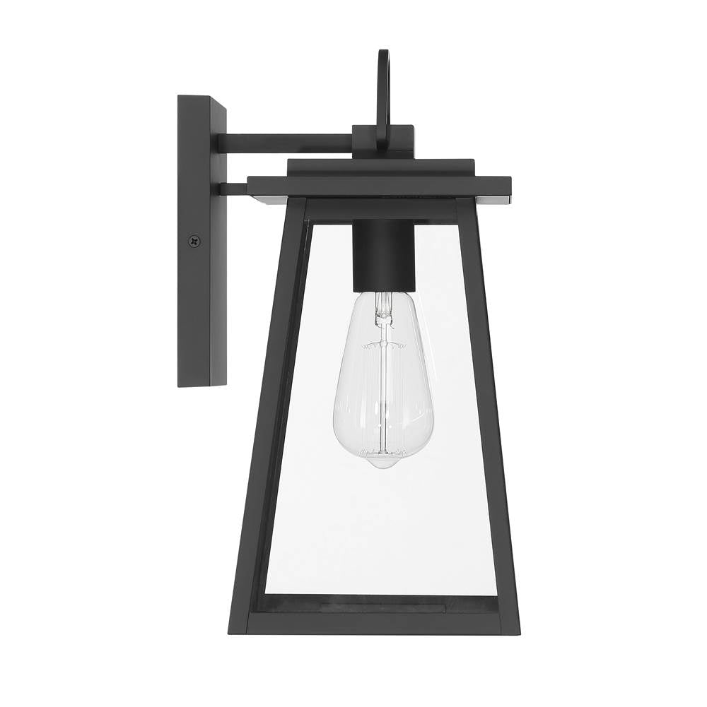 Hunter 46054 Matte Black Ivory Dusk Outdoor 1 Light Medium Wall Light Black Image 2
