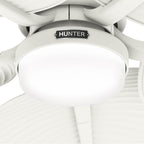 Hunter Tropic View 52 Inch Tropic View Matte White Damp Rated Ceiling Fan With Led Light Kit And Wall Control