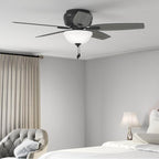 Hunter 52396 Matte Black 52 Inch Newsome Matte Black Low Profile Ceiling Fan With Led Light Kit And Pull Chain Image 3