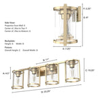 Hunter 48011 Alturas Gold Astwood Alturas Gold With Clear Glass 4 Light Vanity Wall Light Fixture Image 3