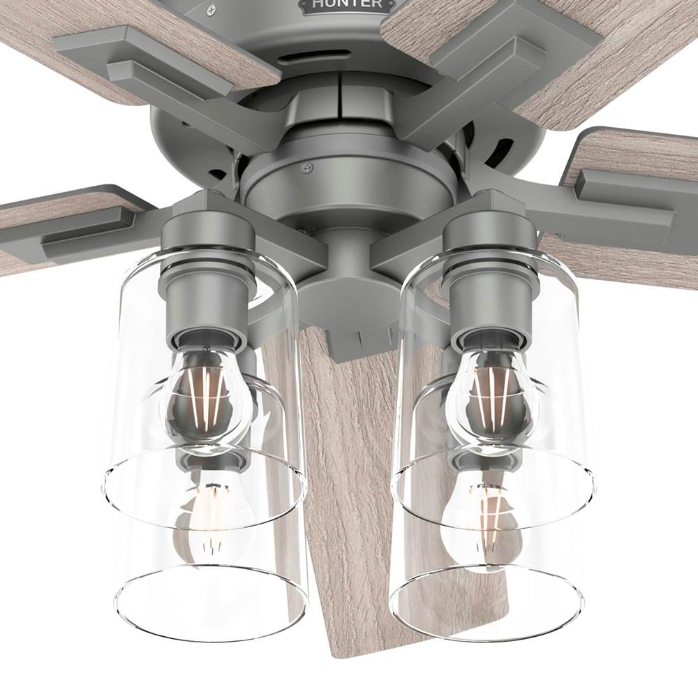 Hunter Techne 52 Inch Wifi Techne Matte Silver Ceiling Fan With Led Light Kit And Handheld Remote