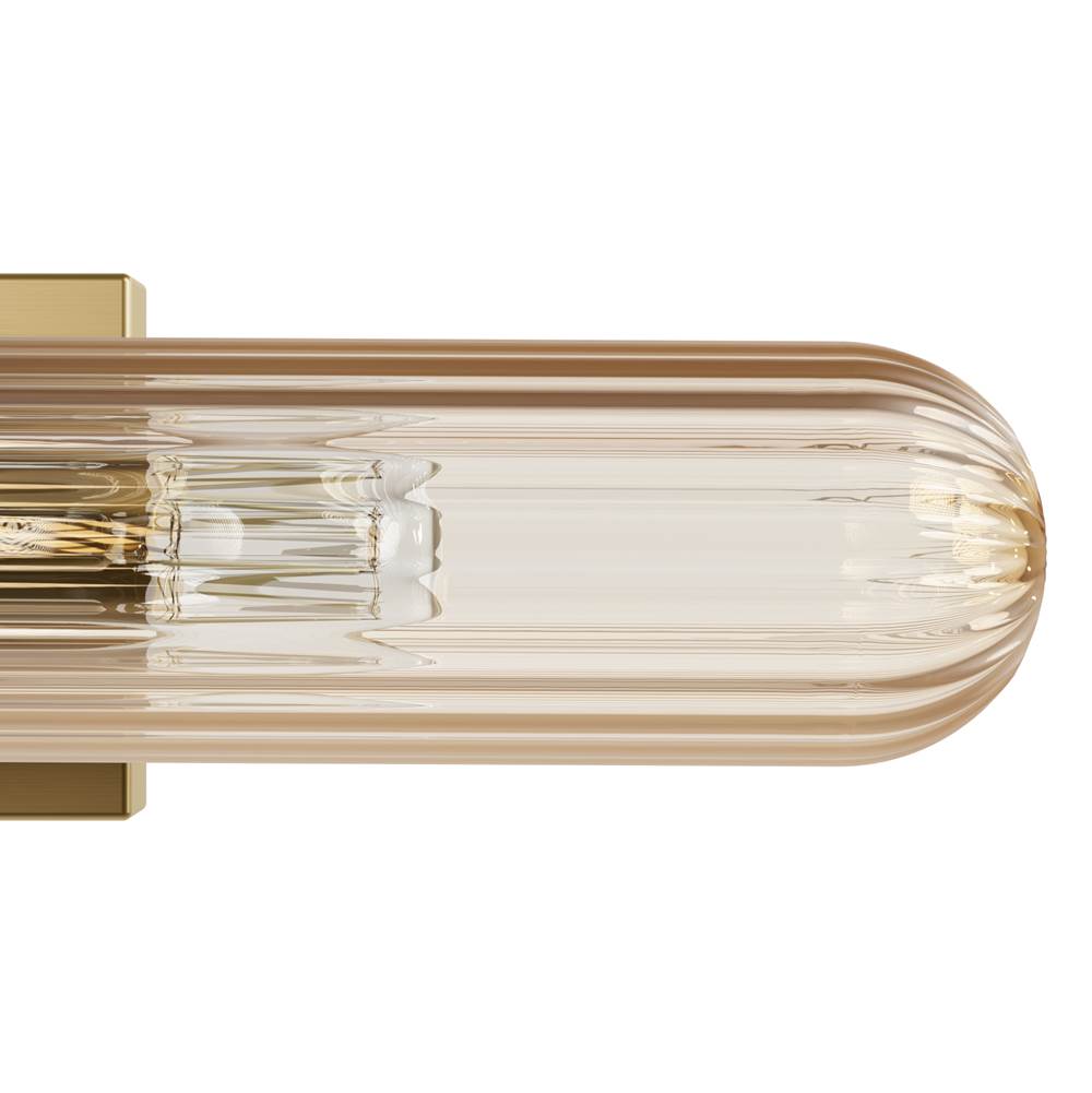 Hunter 13239 Luxe Gold Beverly Glen Luxe Gold With Amber Glass 2 Light Bathroom Vanity Wall Light Fixture Image 4