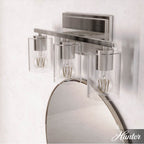 Hunter 48029 Brushed Nickel Kerrison Brushed Nickel With Seeded Glass 3 Light Vanity Wall Light Fixture Image 4