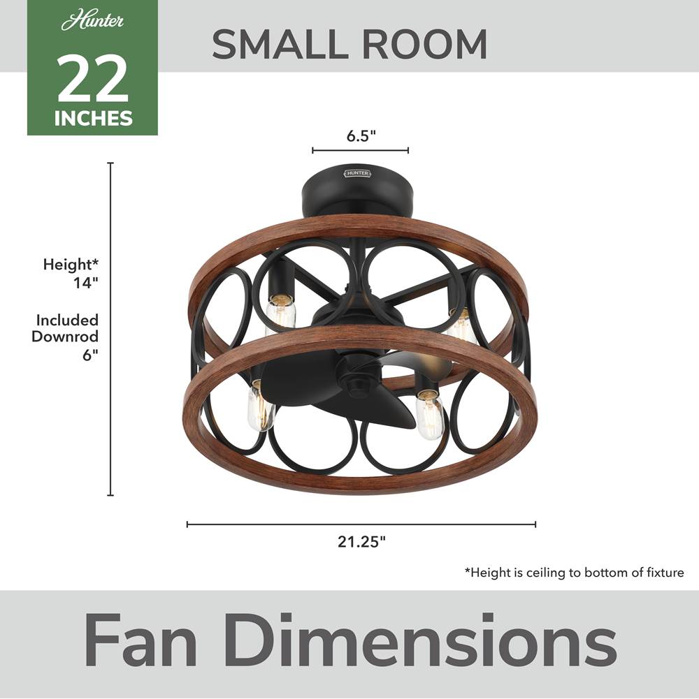 Hunter 50105 Matte Black 22 In Haven Fandelier - Matte Black Image 4