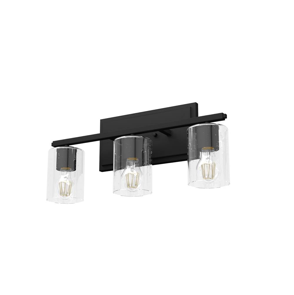 Hunter 48030 Natural Iron Kerrison Natural Iron With Seeded Glass 3 Light Vanity Wall Light Fixture Image 1