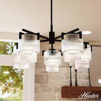 Hunter 13137 Matte Black Ontario Matte Black With Clear Glass 5 Light Chandelier Ceiling Light Fixture Image 2