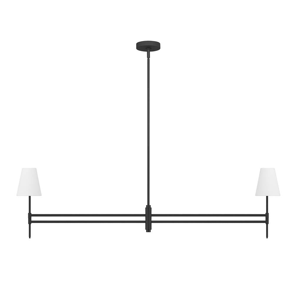 Hunter 13252 Matte Black,Off White Linen Camelia Stem Jasmine Roth 2 Light Linear Chandelier Image 1