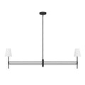 Hunter 13252 Matte Black,Off White Linen Camelia Stem Jasmine Roth 2 Light Linear Chandelier Image 1