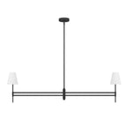 Hunter 13252 Matte Black,Off White Linen Camelia Stem Jasmine Roth 2 Light Linear Chandelier Image 1