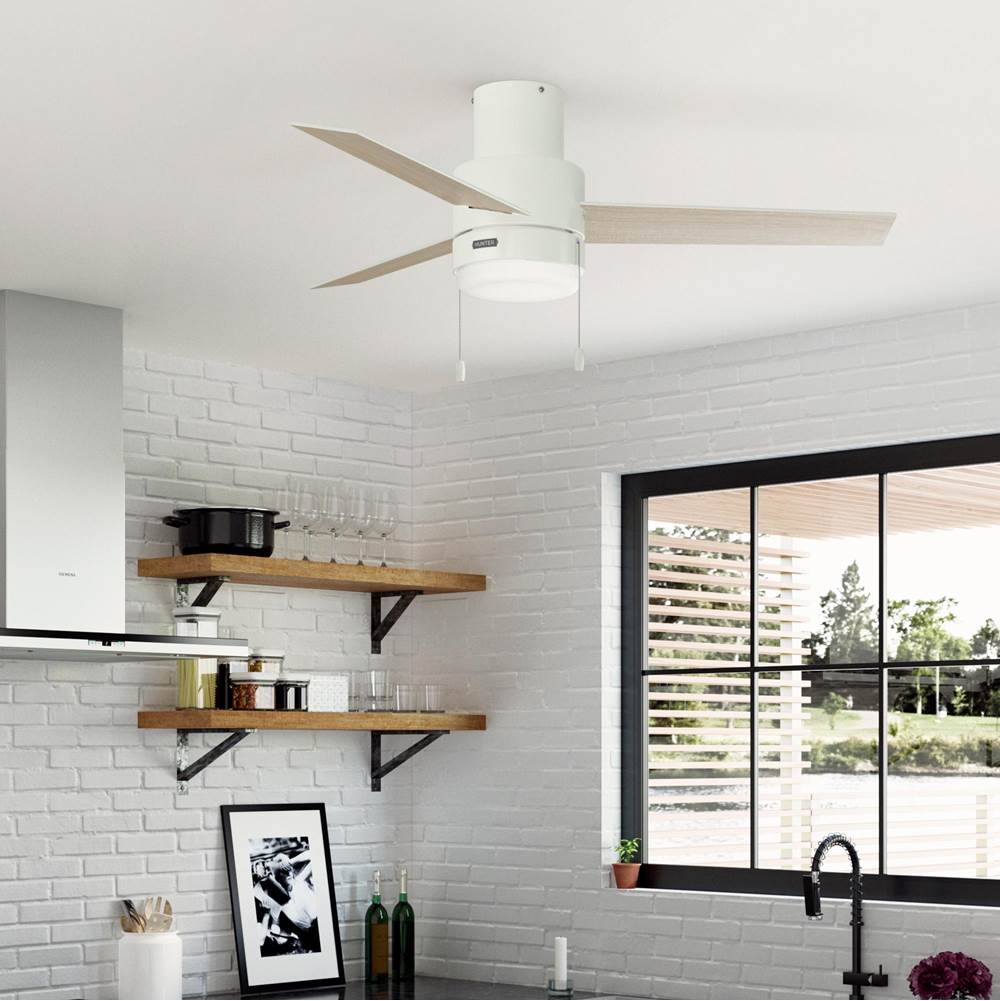 Hunter 51972 Matte White 52 Inch Brunner Matte White Low Profile Ceiling Fan With Led Light Kit And Pull Chain Image 3
