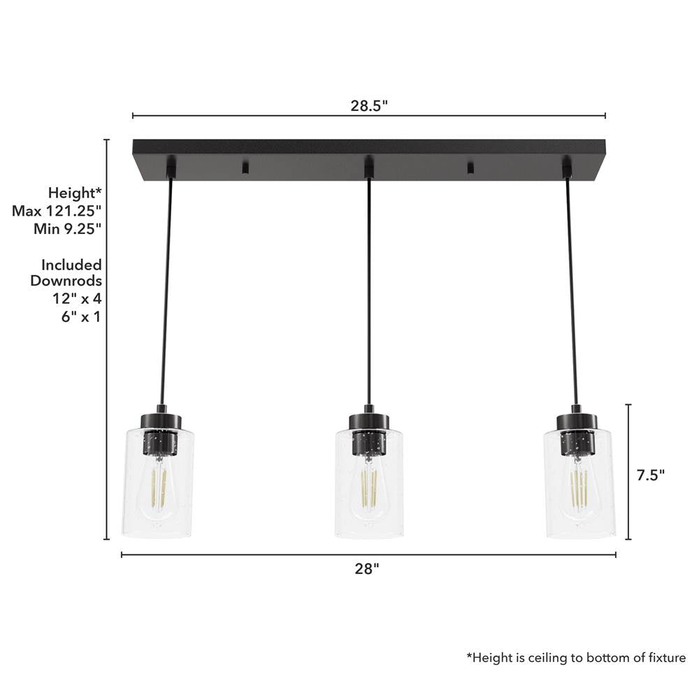 Hunter 13070 Noble Bronze Hartland Noble Bronze With Seeded Glass 3 Light Cluster Ceiling Light Fixture Image 4
