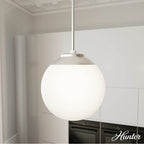Hunter 19848 Brushed Nickel Hepburn Brushed Nickel With Cased White Glass 1 Light Pendant Ceiling Light Fixture Image 5
