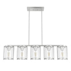 Hunter 48012 Brushed Nickel Astwood Brushed Nickel With Clear Glass 5 Light Chandelier Ceiling Light Fixture Image 1
