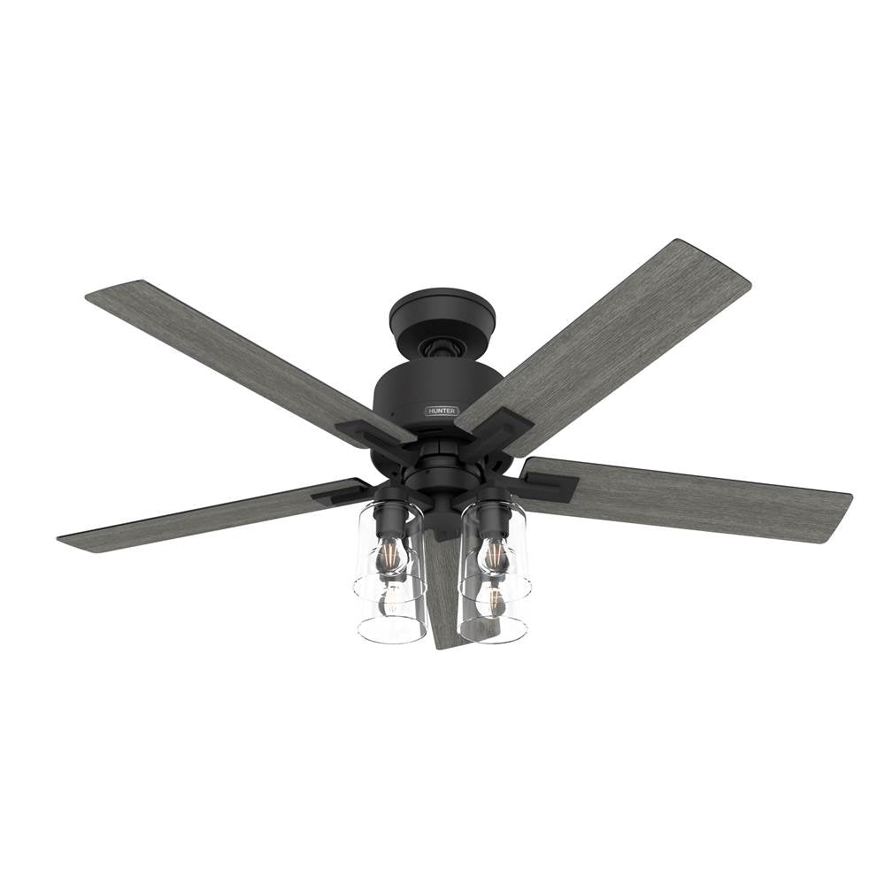 Hunter 52311 Matte Black 52 Inch Wifi Techne Matte Black Ceiling Fan With Led Light Kit And Handheld Remote Image 1