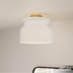 Hunter 13181 Luxe Gold Harlowe Luxe Gold With Cased White Glass 1 Light Flush Mount Ceiling Light Fixture Image 3