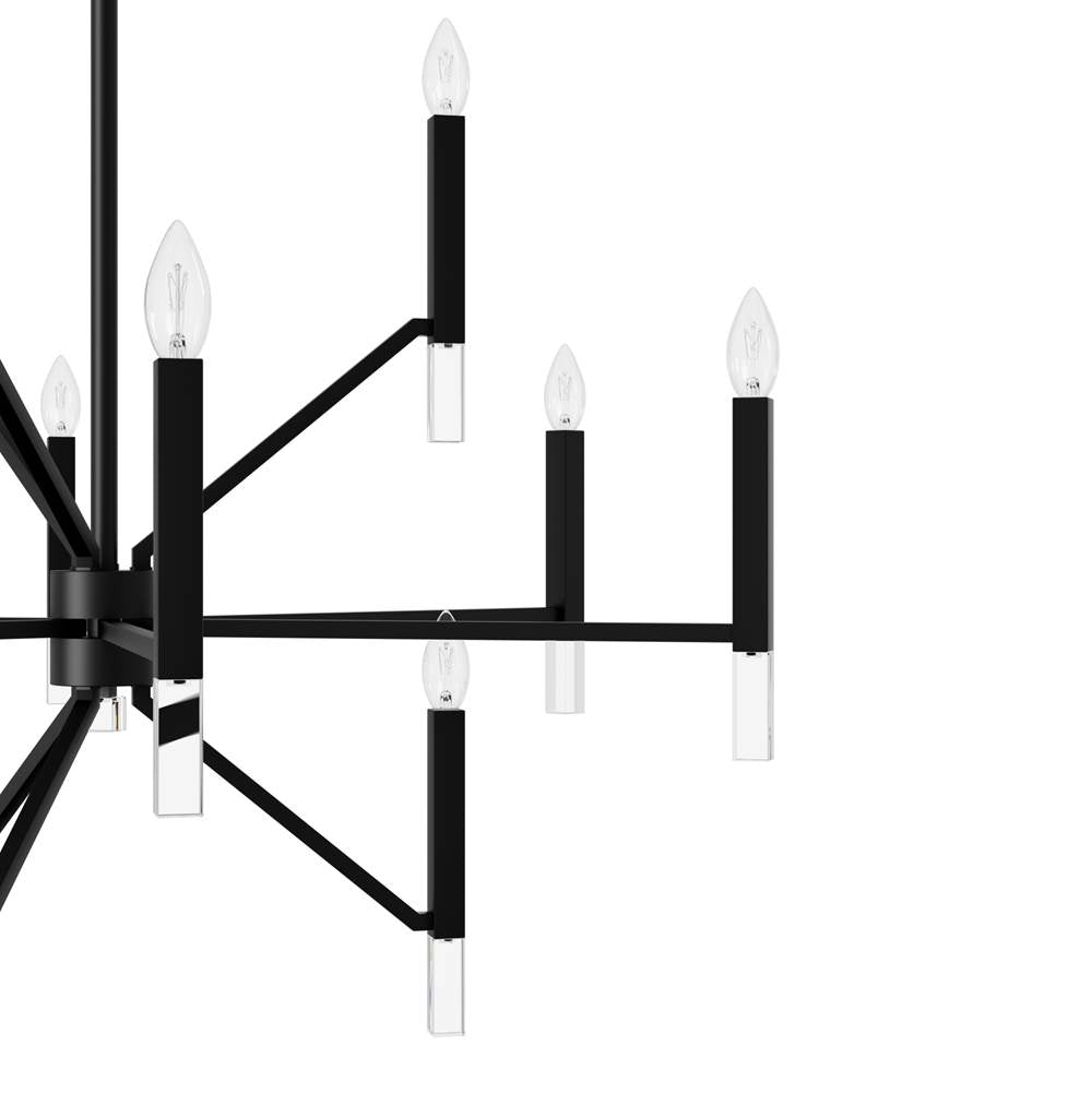 Hunter Sunjai Matte Black 12 Light Chandelier Ceiling Light Fixture