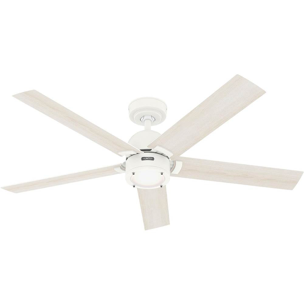 Hunter 52851 Fresh White 52 Inch Erling Energy Star Fresh White Ceiling Fan With Led Light Kit And Handheld Remote Image 1