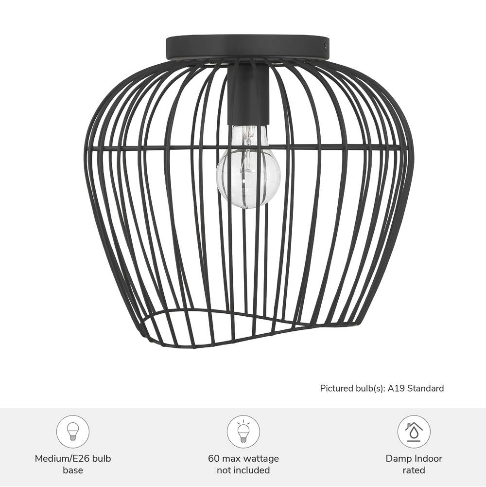 Hunter 48239 Matte Black Hunter Redding Matte Black 1 Light Medium Flush Mount Ceiling Light Fixture Image 5