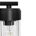 Hunter Gatz Matte Black With Clear Fluted Glass 3 Light Bathroom Vanity Wall Light Fixture