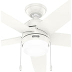 Hunter 52493 Fresh White 52 Inch Bardot Fresh White Ceiling Fan With Led Light Kit And Pull Chain Image 2