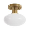 Hunter 13194 Luxe Gold Getty Luxe Gold With Cased White Glass 1 Light Flush Mount Ceiling Light Fixture Image 1