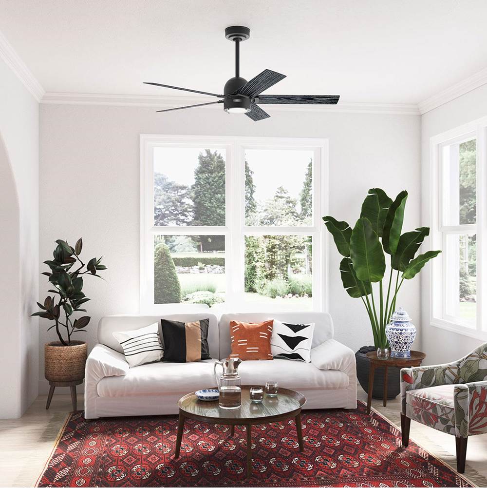 Hunter 52850 Matte Black 52 Inch Erling Energy Star Matte Black Ceiling Fan With Led Light Kit And Handheld Remote Image 3