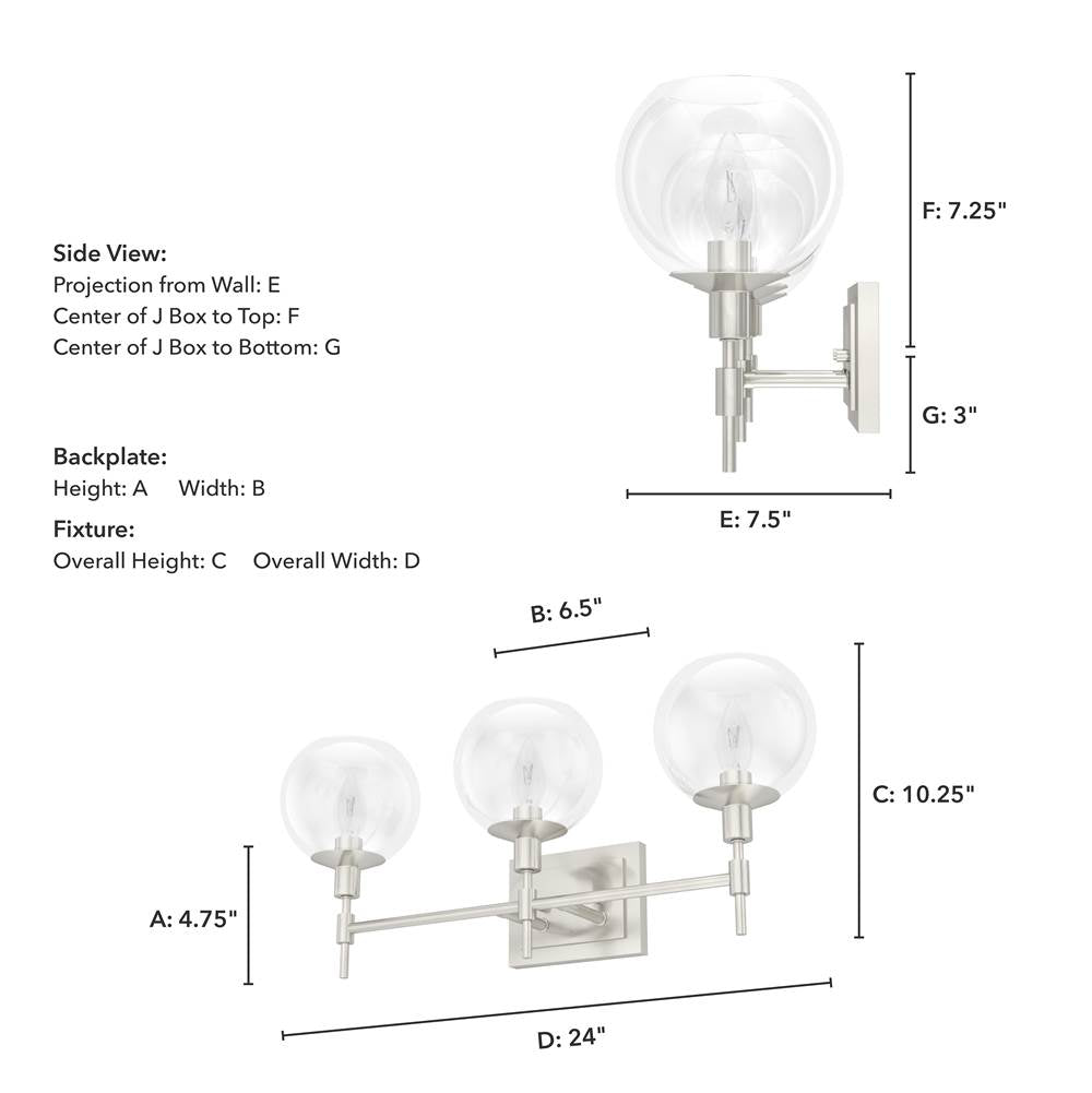 Hunter 19764 Brushed Nickel Xidane 3 Light Vanity Image 2
