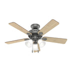 Hunter 52779 Matte Silver Hunter 44 Inch Swanson Matte Silver Ceiling Fan With Led Light Kit And Pull Chain Image 7
