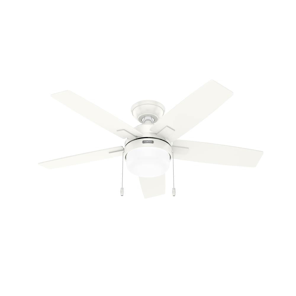 Hunter 52488 Fresh White 44 Inch Anisten Fresh White Ceiling Fan With Led Light Kit And Pull Chain Image 1