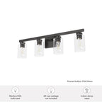 Hunter 13082 Noble Bronze Hartland Noble Bronze With Seeded Glass 4 Light Vanity Wall Light Fixture Image 2