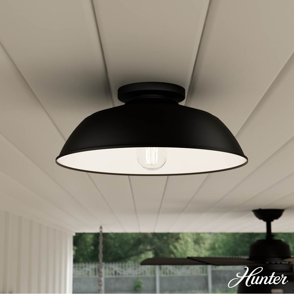 Hunter 46003 Matte Black,White Mill Valley Matte Black And White 1 Light Medium Image 2